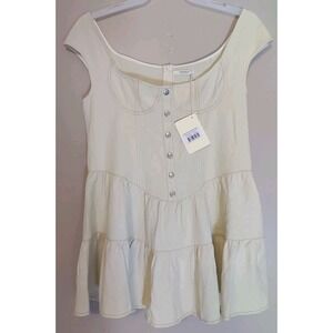 Peppermayo Women Antique Cream Zip Isabella Bustier Sleeveless Mini Dress Size M